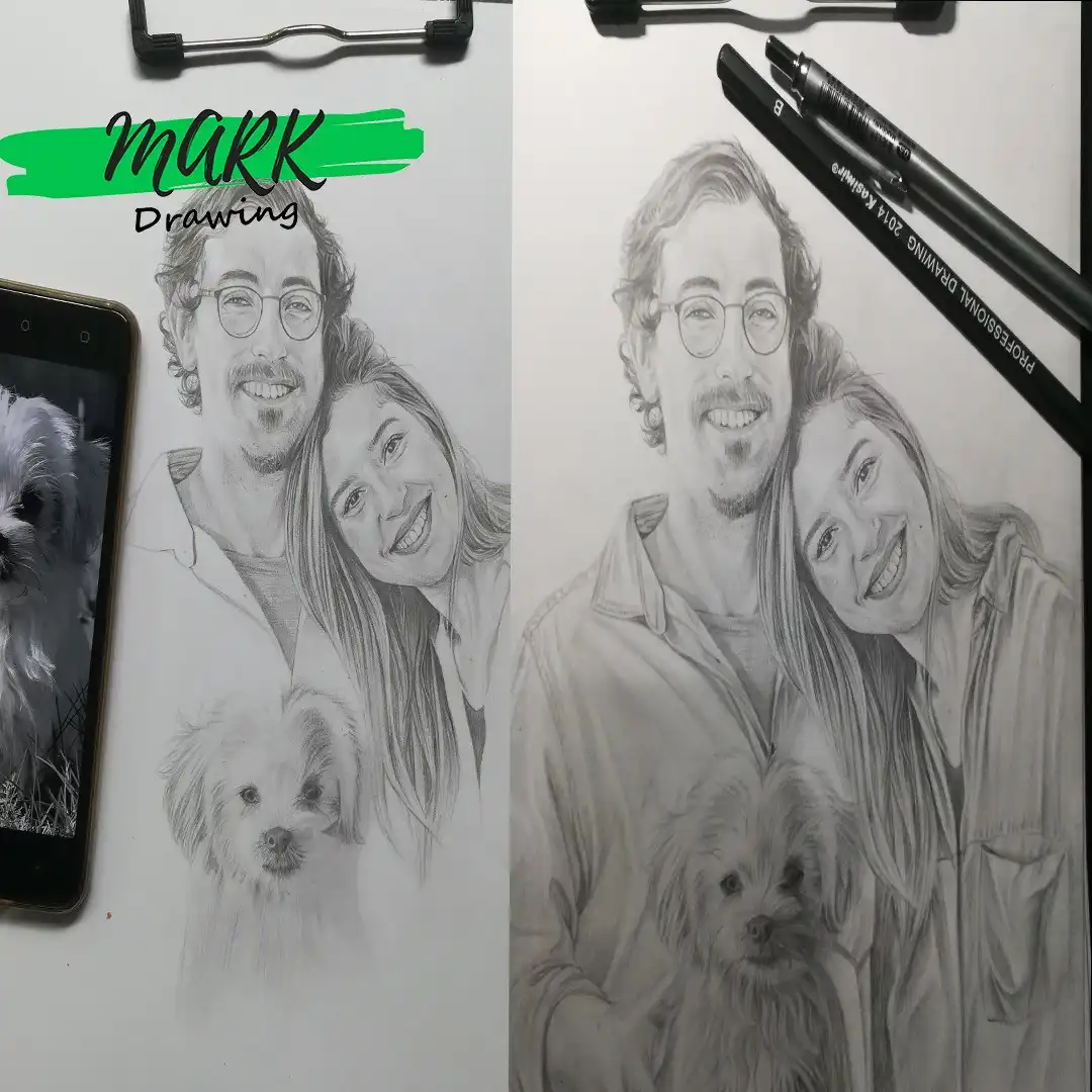 Hand Drawing Family Pencil Portraits